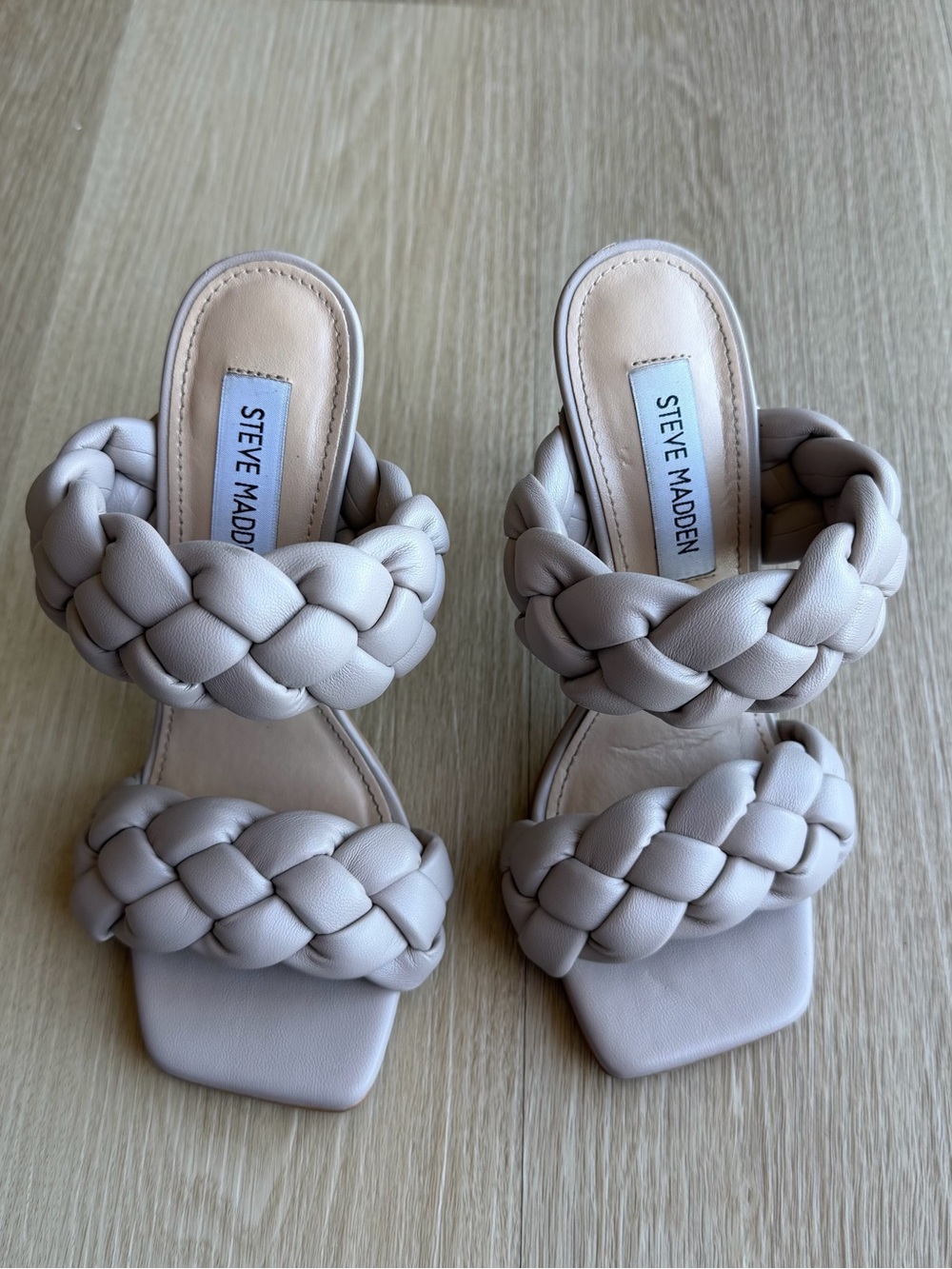Steve Madden Women's Kenley Heeled Sandal Taupe Braided Nude Natural Size 6